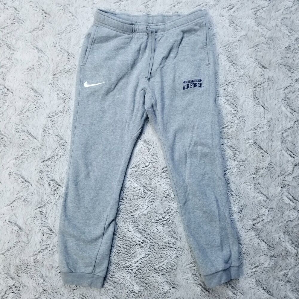 Nike Mens Medium Signature Pony Fleece Jogger Sweatpants Gray Flat Front